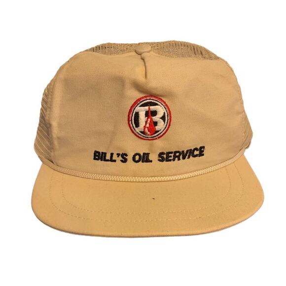 Vintage snapback hat dad cap oil with rope brim!bills oil service - Picture 1 of 5